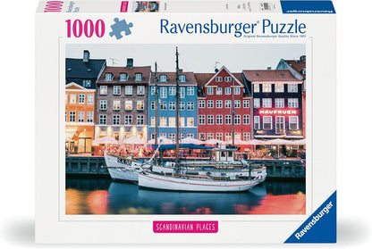 Ravensburger 12000111 - Copenhagen, Denmark - 1000 pieces jigsaw puzzle – Puzzle for adults and kids age 14 years up, jigsaw puzzle Copenhagen