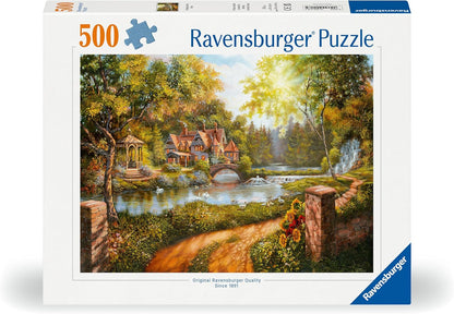 Ravensburger 12000218 - Cottage by the river - 500 pieces jigsaw puzzle – Puzzle for adults and kids age 12 years up