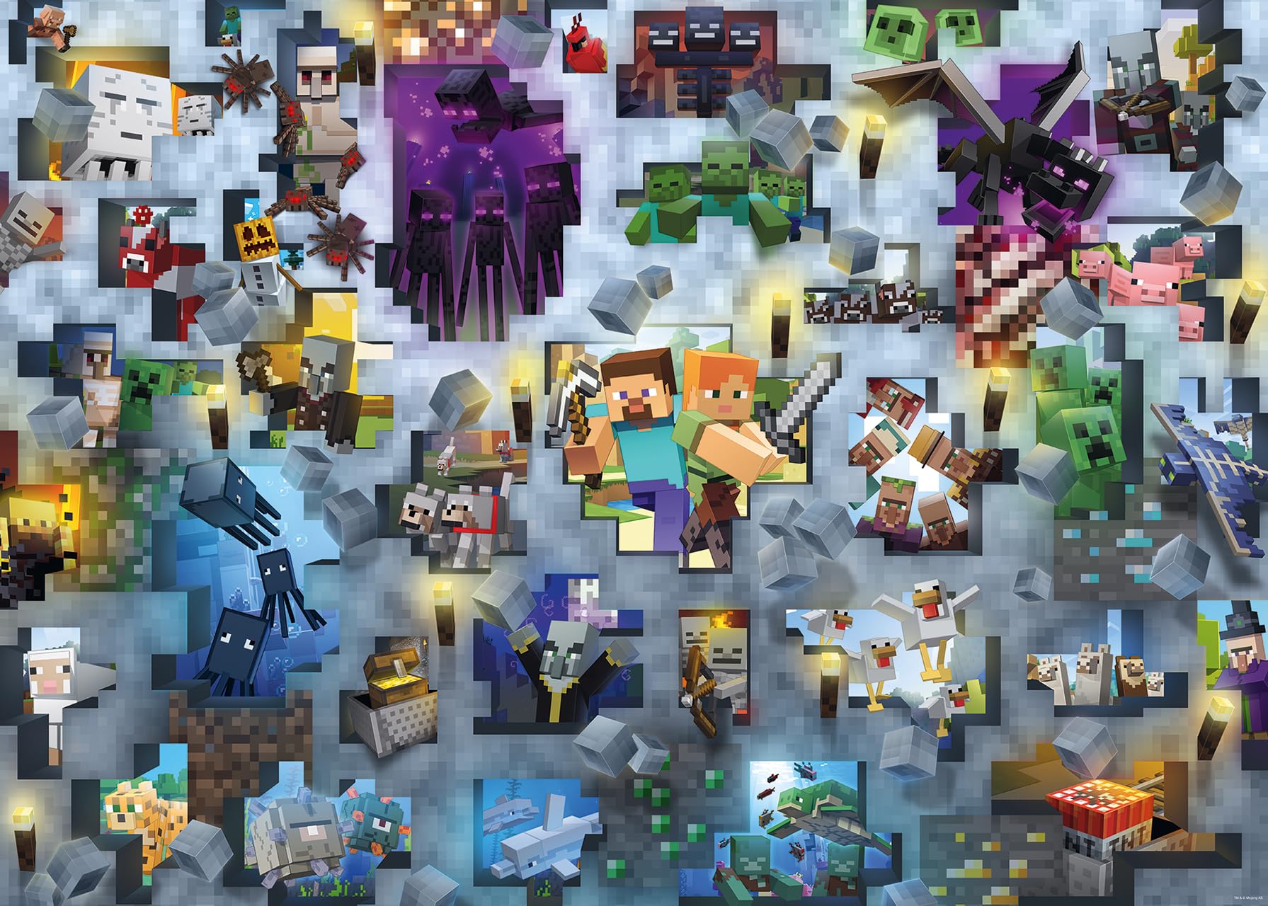 Ravensburger Puzzle 12000422 - Minecraft Mobs - 1000 Teile Puzzle für Erwachsene und Kinder ab 14 Jahren, Minecraft Puzzle, Minecraft Geschenke