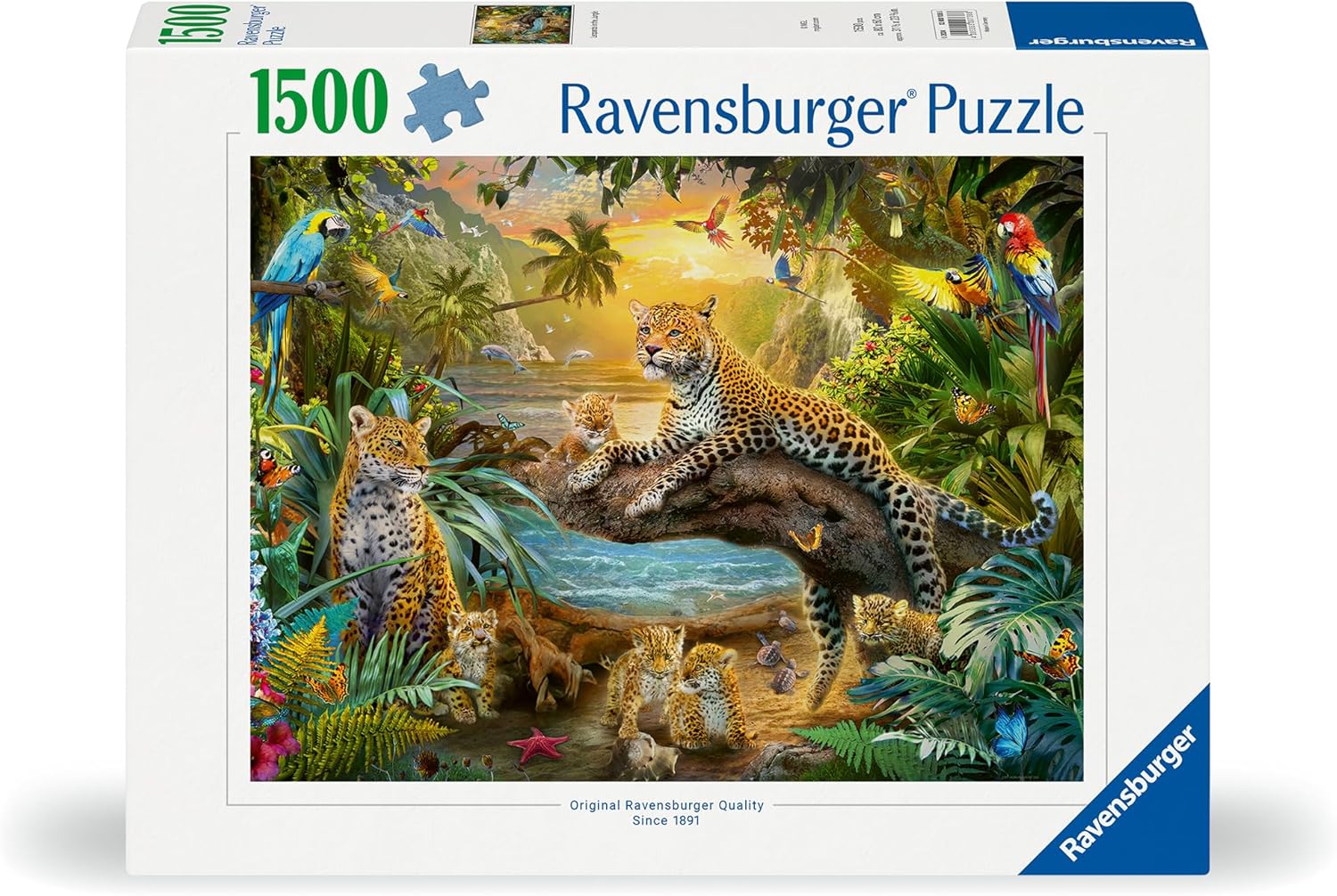 Ravensburger Puzzle 12000738 Leopardenfamilie im Dschungel - 1500 Teile Puzzle für Erwachsene und Kinder ab 14 Jahren