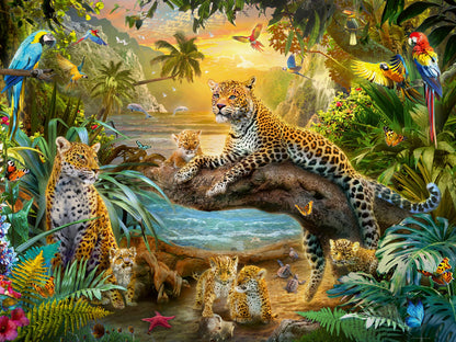 Ravensburger Puzzle 12000738 Leopardenfamilie im Dschungel - 1500 Teile Puzzle für Erwachsene und Kinder ab 14 Jahren