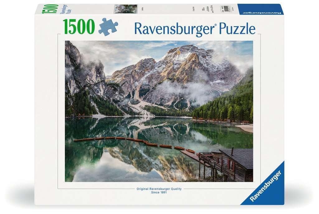 Ravensburger 12001211 - Lago di Braies, Italy - 1000 pieces jigsaw puzzle – Puzzle for adults and kids age 14 years up, nature puzzle, landscape jigsaw