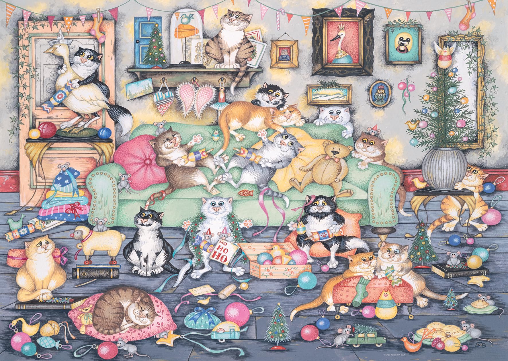 Ravensburger Crazy Cats Vintage No.16 Christmas Crackers 1000 Piece Jigsaw Puzzles for Adults and Kids Age 12 Years Up