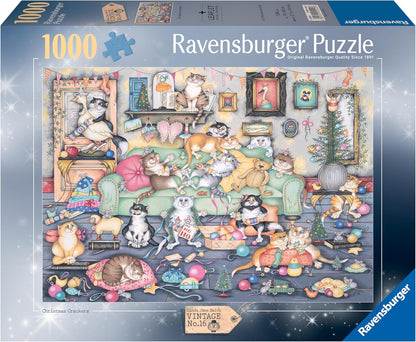 Ravensburger Crazy Cats Vintage No.16 Christmas Crackers 1000 Piece Jigsaw Puzzles for Adults and Kids Age 12 Years Up