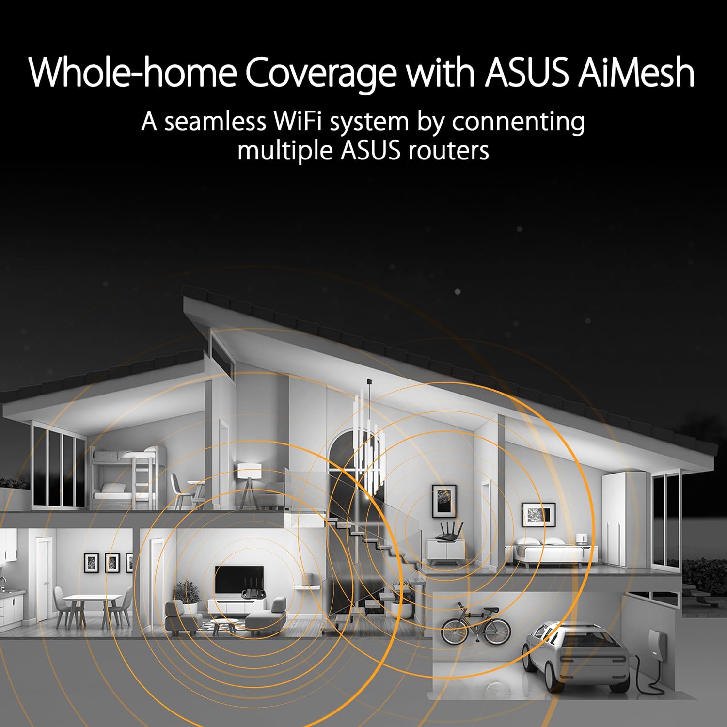 ASUS TUF Gaming BE3600 - Router WiFi 7 de Doble Banda, WiFi 7 802.11be, 2,5 Gbps, Modo de Juego móvil, WiFi en Malla, Gear Accelerator, QoS Adaptable, Redireccionamiento de Puertos, Mobile Tethering