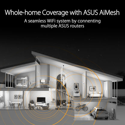 ASUS TUF Gaming BE3600 - Router WiFi 7 de Doble Banda, WiFi 7 802.11be, 2,5 Gbps, Modo de Juego móvil, WiFi en Malla, Gear Accelerator, QoS Adaptable, Redireccionamiento de Puertos, Mobile Tethering