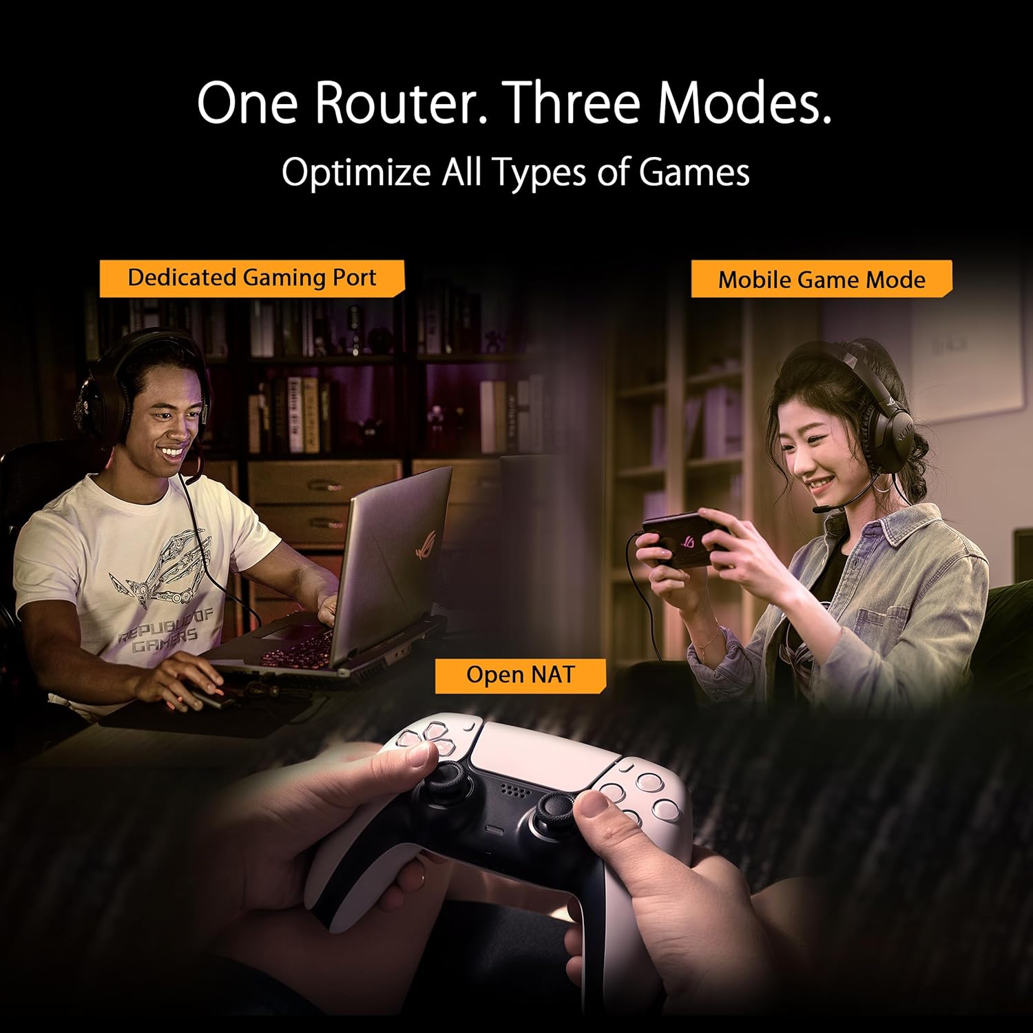 ASUS TUF Gaming BE3600 - Router WiFi 7 de Doble Banda, WiFi 7 802.11be, 2,5 Gbps, Modo de Juego móvil, WiFi en Malla, Gear Accelerator, QoS Adaptable, Redireccionamiento de Puertos, Mobile Tethering