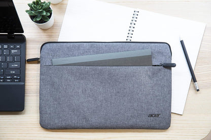 Acer Protective Sleeve for up to 11.6 Inch Notebooks and Tablets: Universal Protective Sleeve/Water Resistant Outer Material/Protects Against Dirt and Bumps/Extra Front Pocket/Light Grey