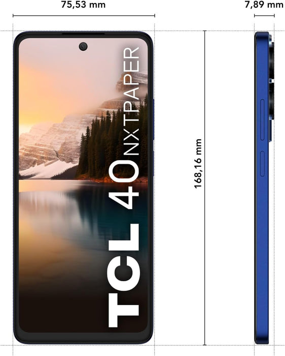 TCL 40 NXTPAPER 4G - Smartphone 6.78" (Pantalla 90Hz, 16GB (8+8) - 256GB, Ampliable MicroSD, Dual SIM, Cámara 50MP, Cámara Selfie 32MP, Batería 5010mAh, Doble Altavoz estéreo, Android 13.) Blue