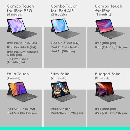 Logitech Combo Touch iPad Pro 11-inch (M4)(2024) Keyboard Case - Detachable backlit keyboard with kickstand, comfortable typing, multi-use mode, QWERTY UK English Layout - Graphite