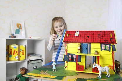 Pippi Langstrumpf Mini Puppenhaus Figuren–Kunststoff Puppenhaus Zubehör–Pippi Figuren für Mädchen und Jungen– Alter 3+,Größe 10 cm