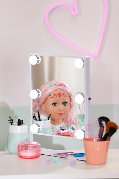 BABY born Styling Head Artist, Hairdressing Head for Styling with Face Stencil, Pens, Pink Hair and Over 20 Accessories, For Children Aged 3+, 836033 Zapf Creation