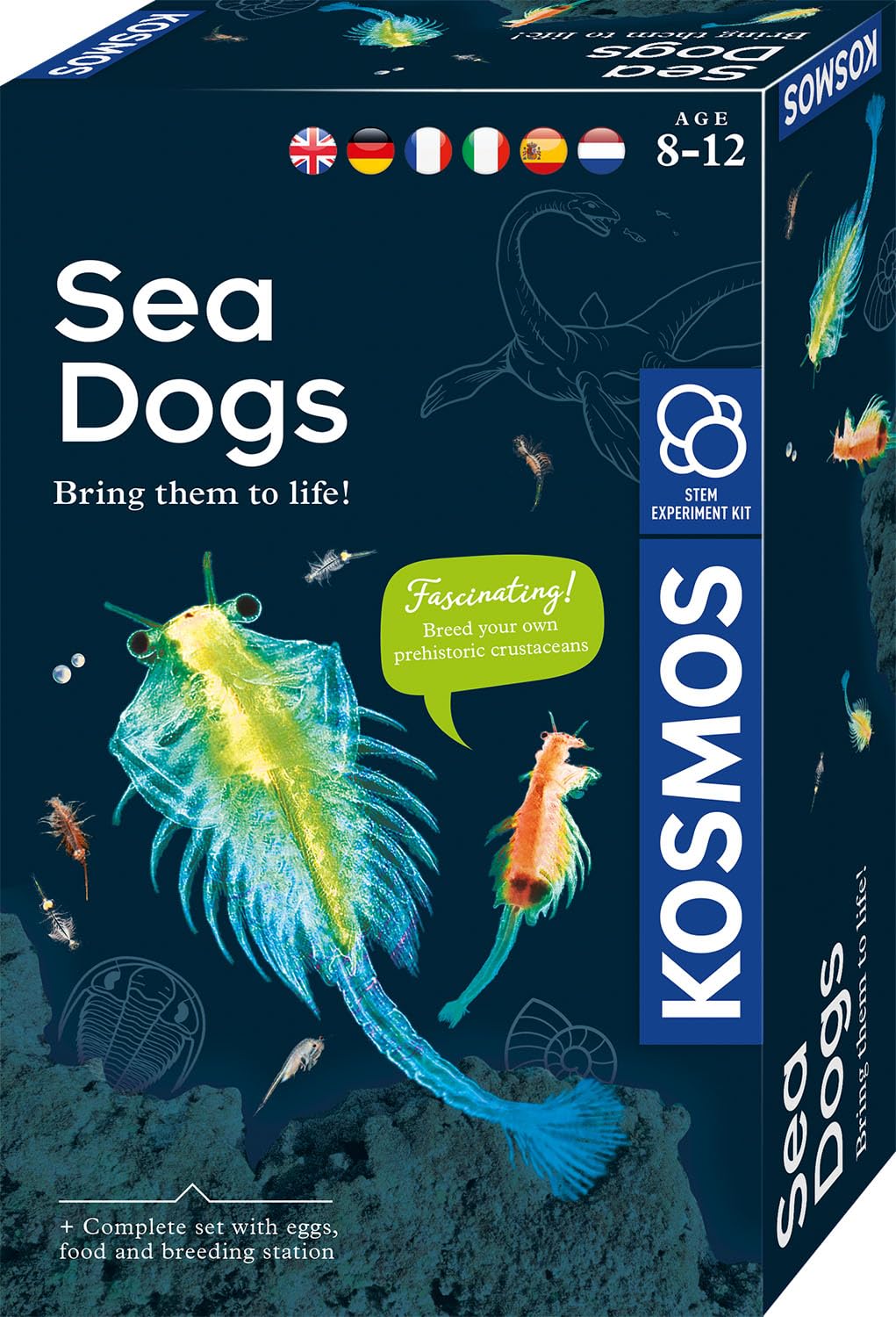 Kosmos 616779 Sea Dogs - Breed Prehistoric Crabs Yourself Dinosaurier Experiment Set for Children with multilingual Instructions (DE, EN, FR, IT, ES, NL), Multi-Coloured, 21 x 13 x 5.5 cm
