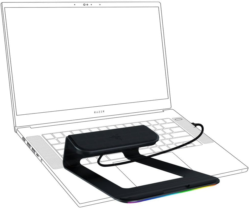 Razer Laptop Stand Chroma V2 - Laptop stand with RGB Chroma lighting (USB-C hub, Dual monitor output, Durable and ergonomic, Charging other devices via USB-C) Black
