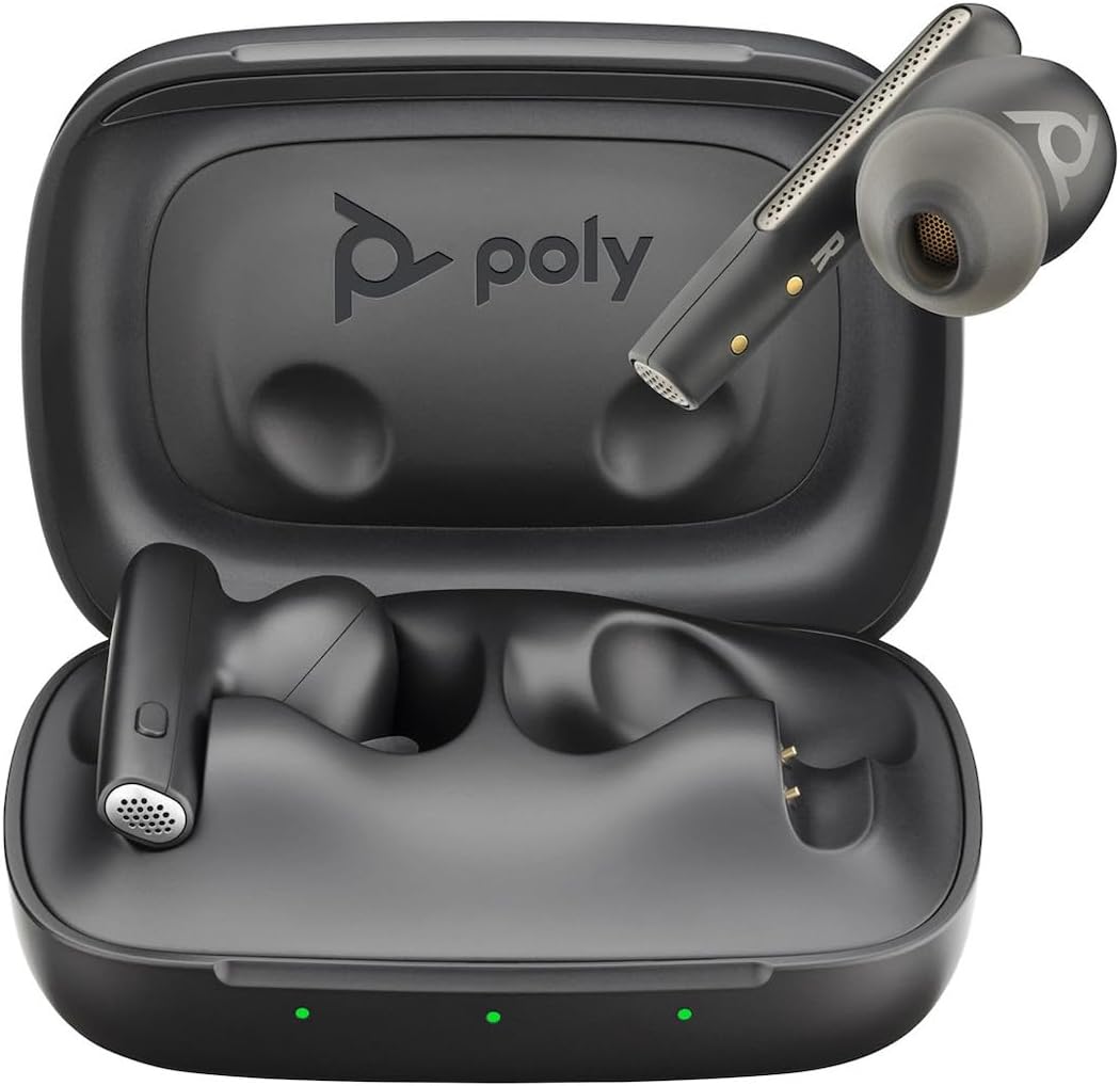 Poly Voyager Free 60 True Wireless Earbuds – Noise-Canceling Mics for Clear Calls – Active Noise Canceling (ANC) – Portable Charge Case–Works w/iPhone, Android, PC/Mac, Microsoft Teams Certified–Black