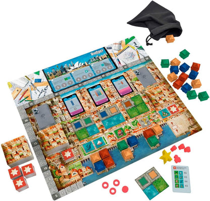 DEVIR - Cities- Action and Resource City-Building Game - Competitive and Strategic Board Games for Adults and Kids - 2 to 4 Players, For Ages 10+