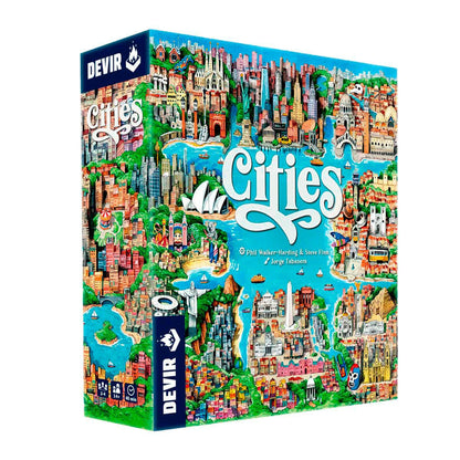 DEVIR - Cities- Action and Resource City-Building Game - Competitive and Strategic Board Games for Adults and Kids - 2 to 4 Players, For Ages 10+