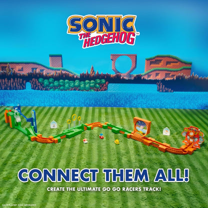SONIC THE HEDGEHOG Go Go Racers Deluxe Playset with Diecast Super Sonic Figure, Combine with The Sonic Adventure Playset and Knuckles Adventure Playset
