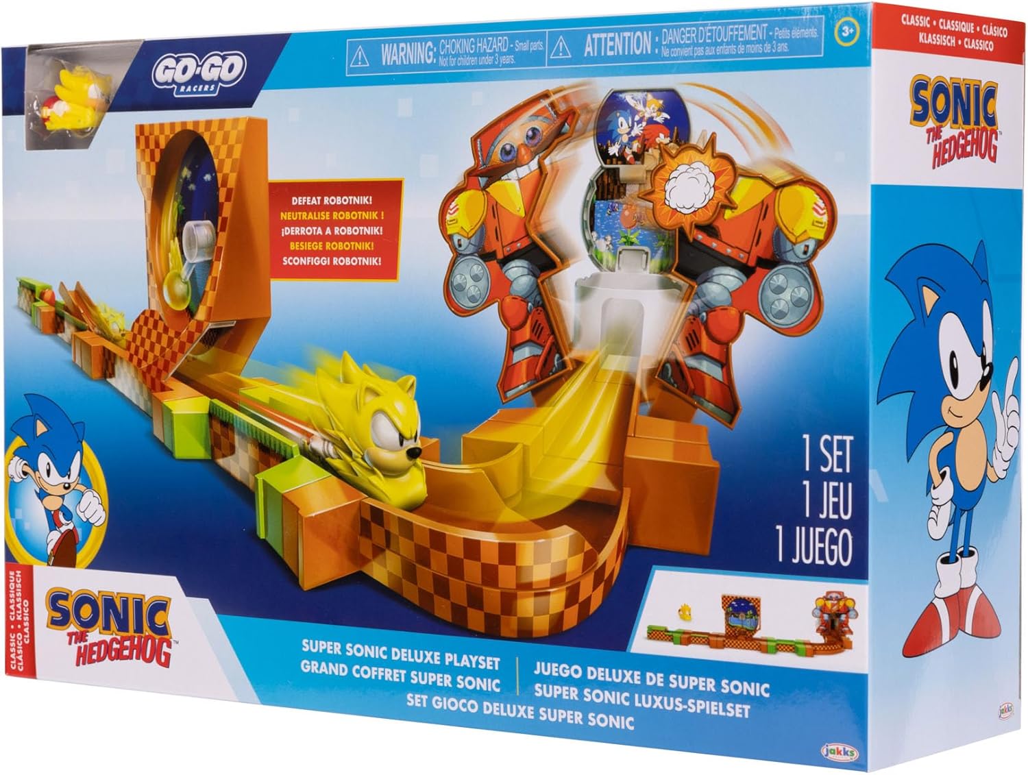 SONIC THE HEDGEHOG Go Go Racers Deluxe Playset with Diecast Super Sonic Figure, Combine with The Sonic Adventure Playset and Knuckles Adventure Playset