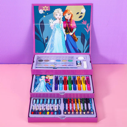 Disney Frozen Frozen Kids 52st Kleurkunst Briefpapier Set met Aquarel Vilt Tip Pennen Kleurpotloden en Potloden Reisset voor Kinderen, 13,27 g (Pack van 52) (0000563356
