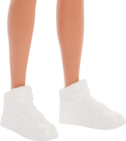 Barbie Fashionistas Ken Doll #227 with Outfit Inspired by the Totally Hair Look, Brunette with Short Beard & Slender Body Type, 65th Anniversary Collectible, HRH26