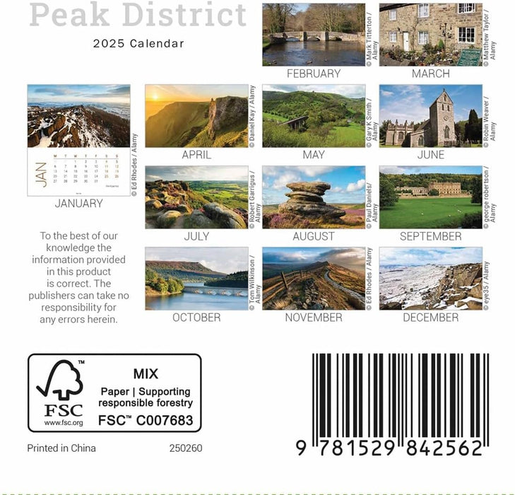 Peak District Mini Easel Calendar 2025
