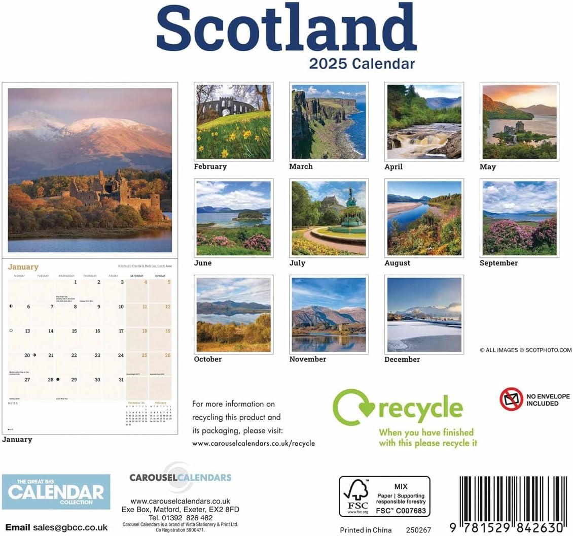 Scotland Mini Wall Calendar 2025 (PFP)
