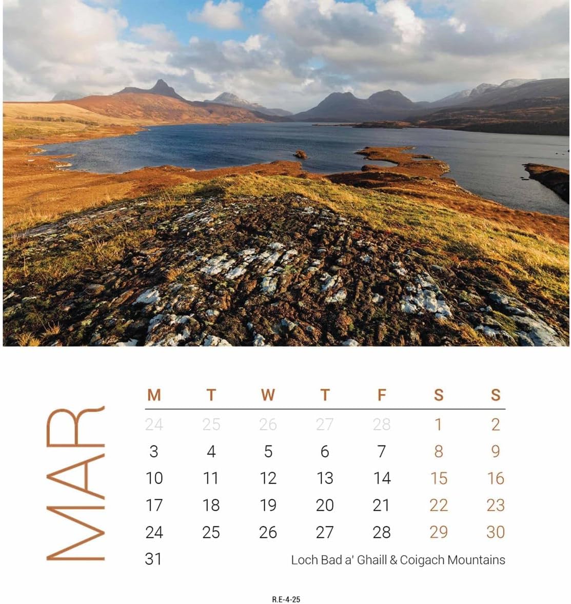 Scottish Lochs & Mountains Mini Easel Calendar 2025