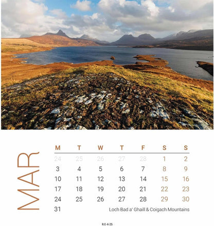 Scottish Lochs & Mountains Mini Easel Calendar 2025