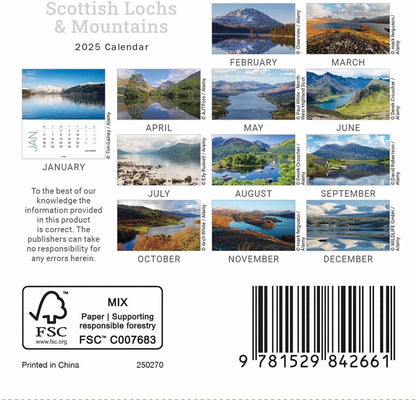 Scottish Lochs & Mountains Mini Easel Calendar 2025