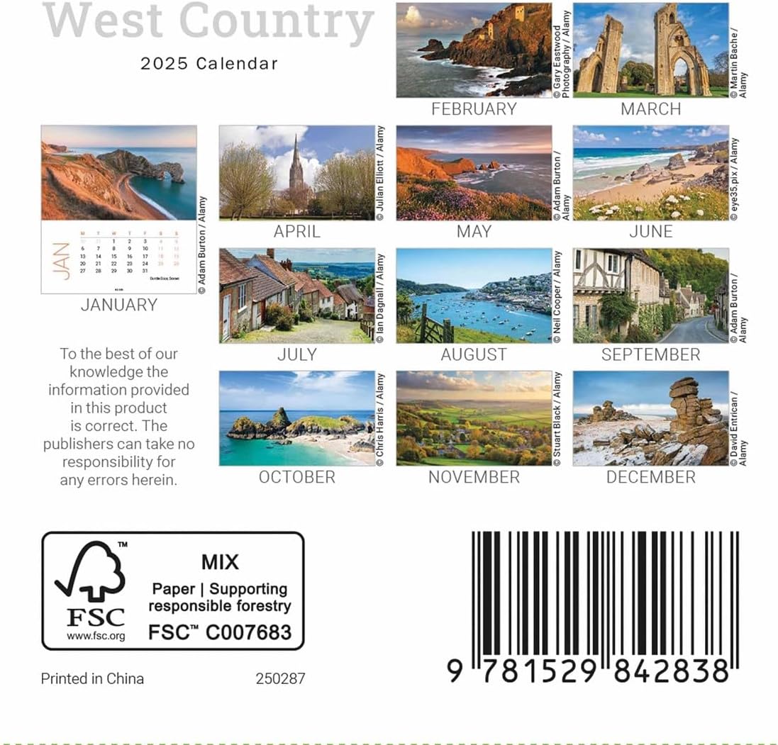 West Country Mini Easel Calendar 2025