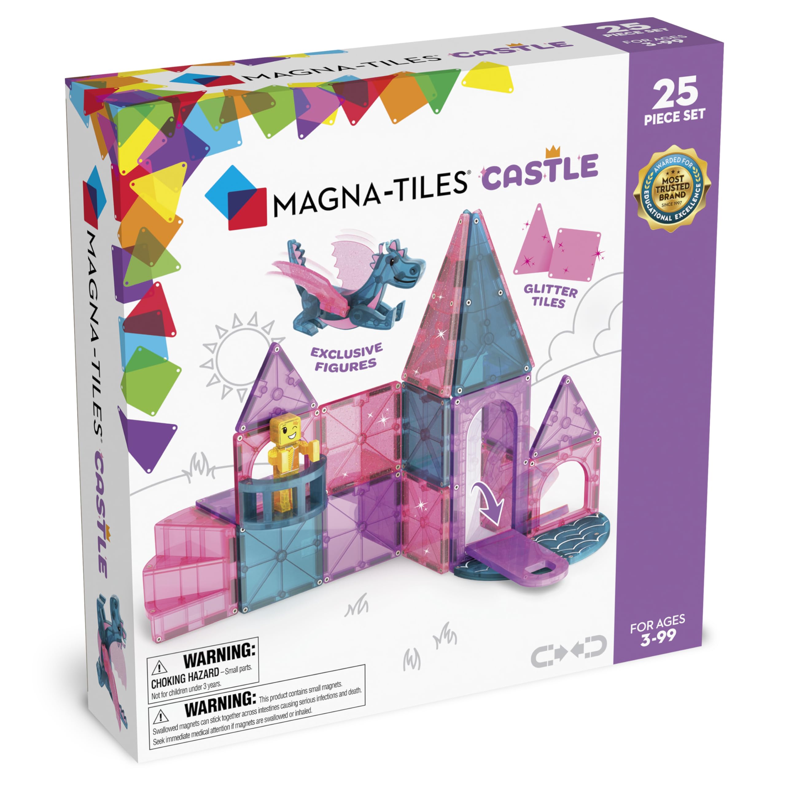 Magna-Tiles Castle 25-Piece Magnetic Construction Set, The Original Magnetic Building Brand