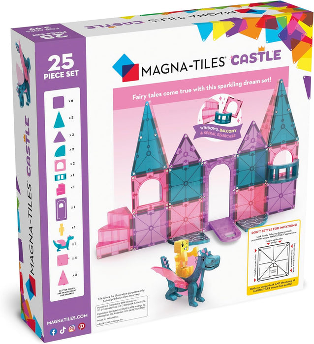 Magna-Tiles Castle 25-Piece Magnetic Construction Set, The Original Magnetic Building Brand