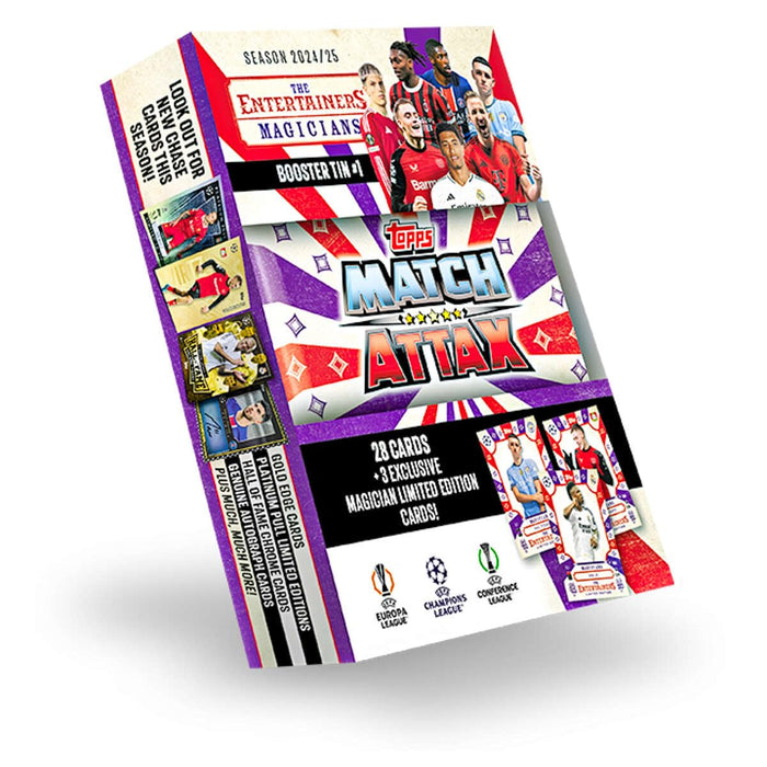Topps Match Attax 24/25 - Booster Tin - Magicians - contains 28 Match Attax cards plus 3 exclusive 'Magician' LE's - Phil Foden, Florian Wirtz and Vini Jr!