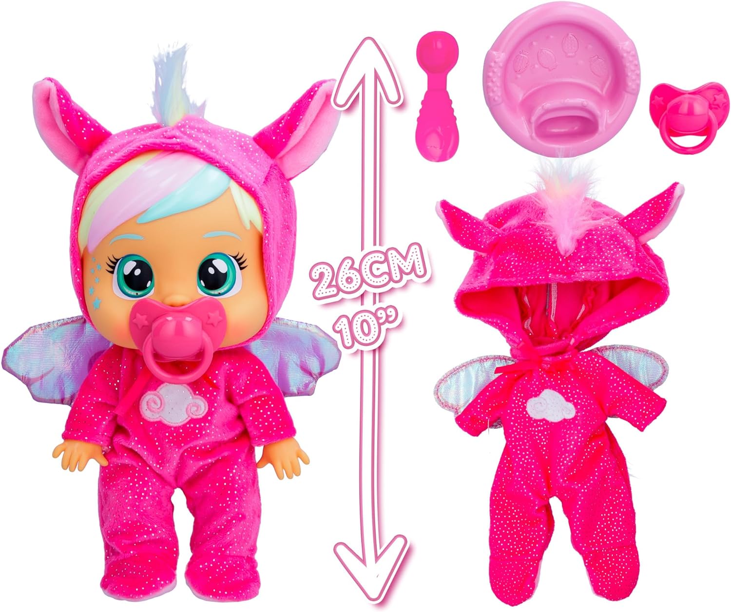 Cry Babies Loving Care Fantasy Hannah | Baby doll that cries Real tears with Pyjamas & 3 Accessories - Toy and Gift for Boys and Girls