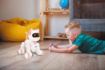 Lexibook, Power Kitty Jr., Remote control cat to train, Waddles like a real cat, Interactive eyes, STEM programmable, Rechargeable battery, Pink/white
