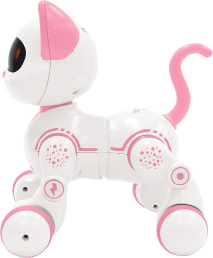 Lexibook, Power Kitty Jr., Remote control cat to train, Waddles like a real cat, Interactive eyes, STEM programmable, Rechargeable battery, Pink/white
