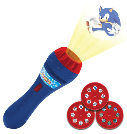 Lexibook, Sega The Hedgehog, Proyector de Historias y Linterna, Proyecta 24 imágenes del Mundo de Sonic con 3 Discos, Color Red/Blue, Talla única (LTC050SN