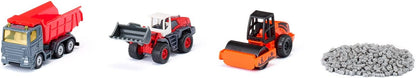 siku 6329, Road Construction Gift Set, Dump Truck, Liebherr Wheeled Loader, Road Roller, Movable parts, Incl. Granules