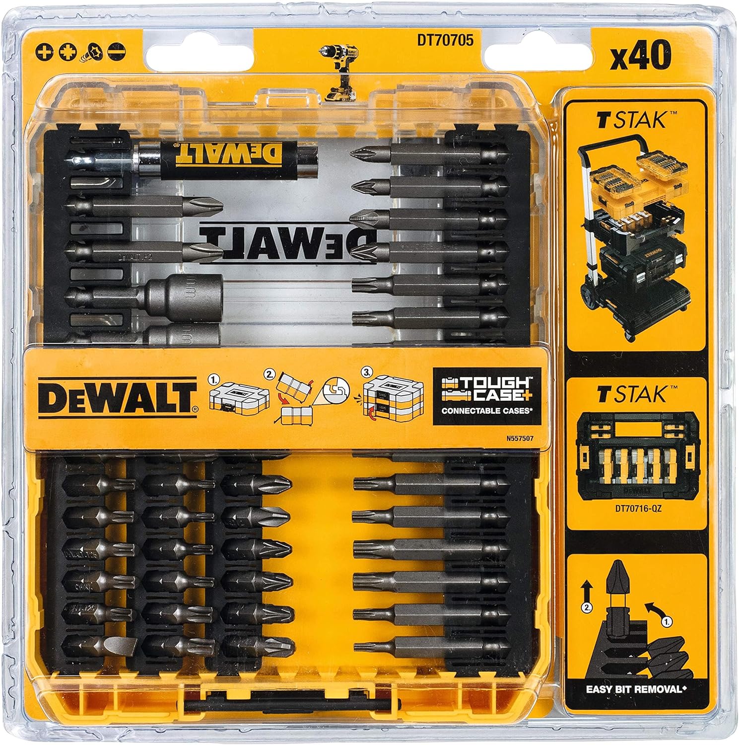 Dewalt DT70705-QZ Schraubendreher-Bit-Set in robustem Koffer, 40-teilig