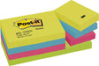 Post-it® Foglietti adesivi Active, 51 x 38 mm, 4 colori assortiti, 100 fogli (12 blocchi), 1 confezione da 12 blocchetti