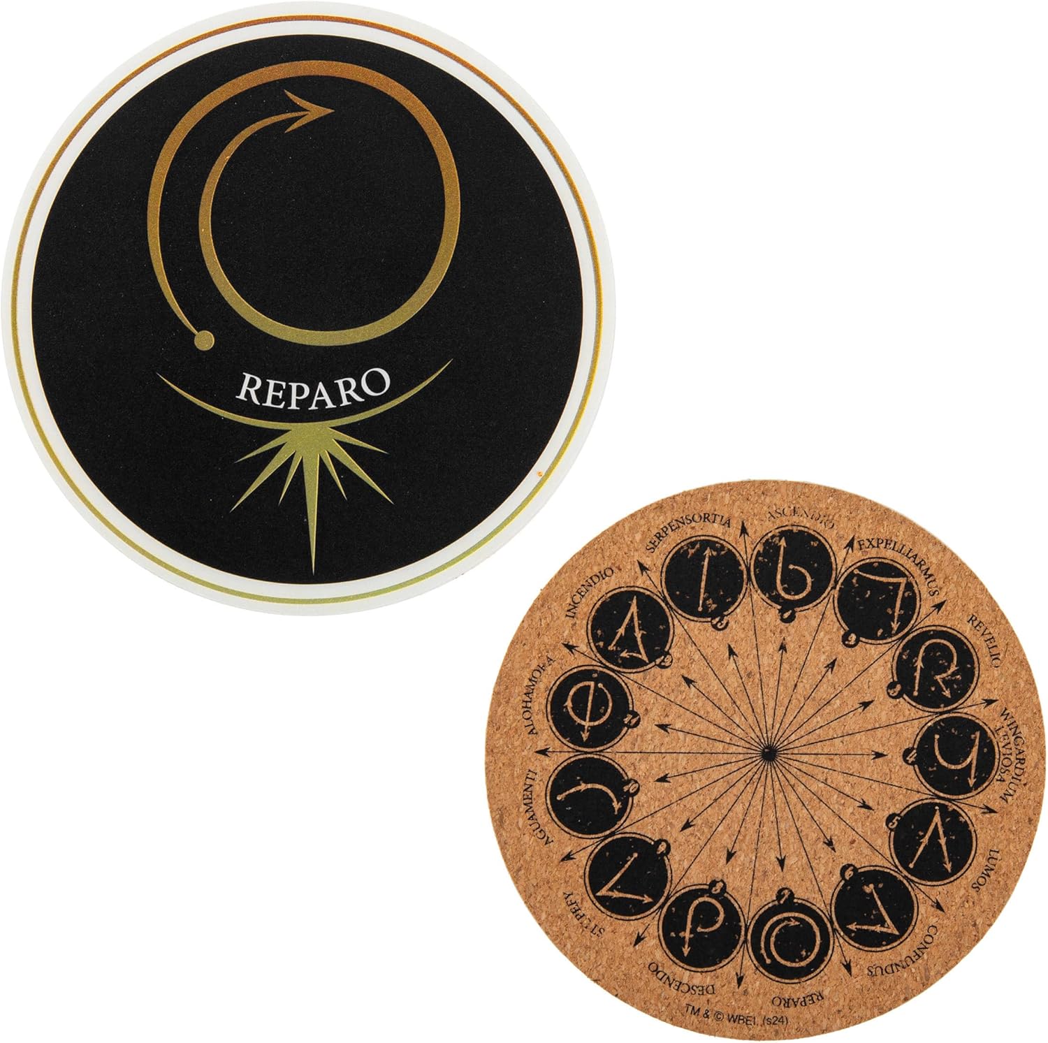 Cinereplicas Harry Potter - Set van 4 spreuken en bedels onderzetters - serie 2-9,5 cm diameter - officiële licentie