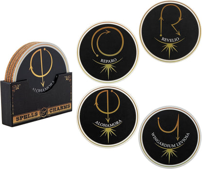 Cinereplicas Harry Potter - Set van 4 spreuken en bedels onderzetters - serie 2-9,5 cm diameter - officiële licentie