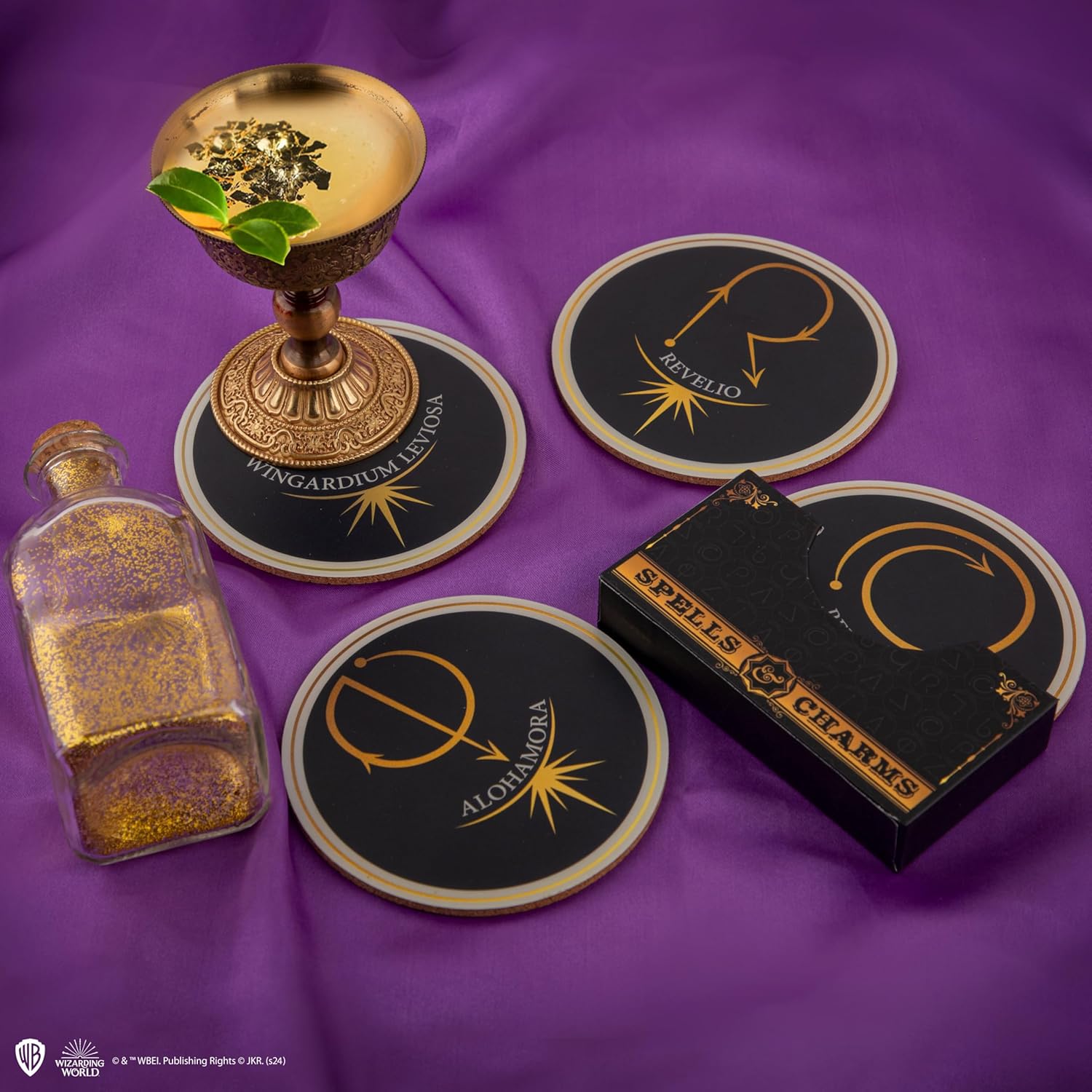 Cinereplicas Harry Potter - Set van 4 spreuken en bedels onderzetters - serie 2-9,5 cm diameter - officiële licentie