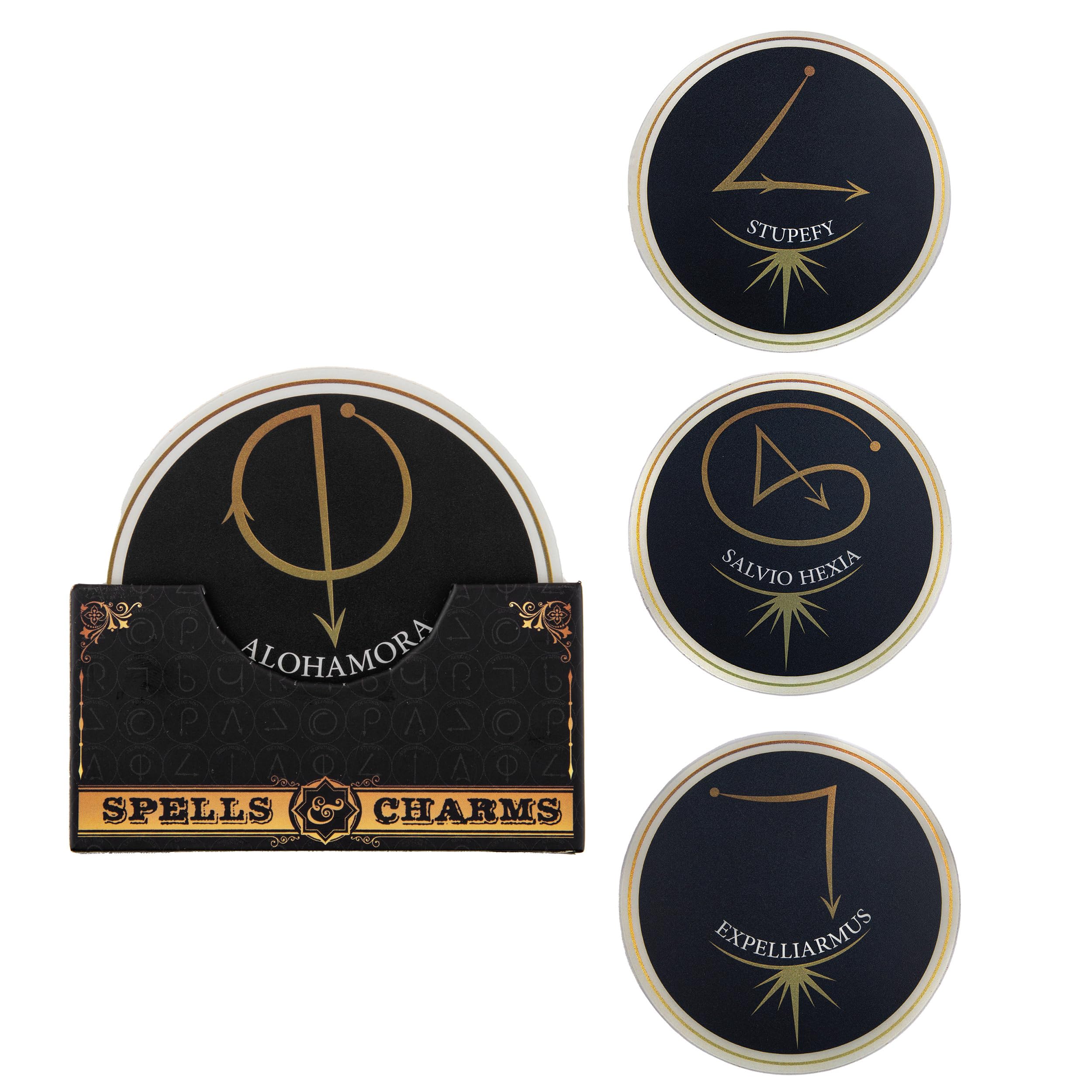 Cinereplicas Harry Potter - Set van 4 spreuken en bedels onderzetters - serie 2-9,5 cm diameter - officiële licentie