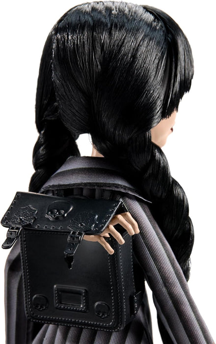 Monster High Wednesday Doll and Accessories, Wednesday Addams Collectible in Nevermore Academy Uniform with Thing and Backpack, Doll Stand