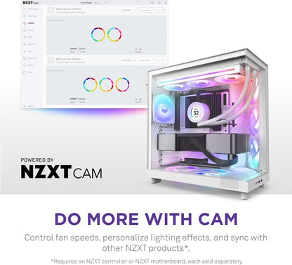 NZXT F360 RGB Core - 360mm Single-Frame Fan Unit with 3 x 120mm RGB Fans - Speed & Lighting Control - High Static Pressure & Airflow - Fluid Dynamic Bearings - 8 aRGB LEDs Per Fan - White 360mm White
