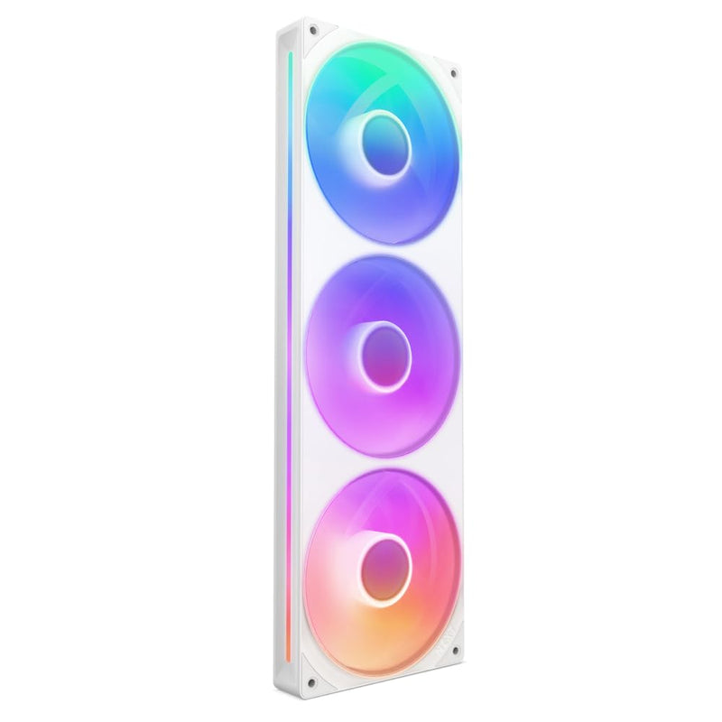 NZXT F360 RGB Core - 360mm Single-Frame Fan Unit with 3 x 120mm RGB Fans - Speed & Lighting Control - High Static Pressure & Airflow - Fluid Dynamic Bearings - 8 aRGB LEDs Per Fan - White 360mm White