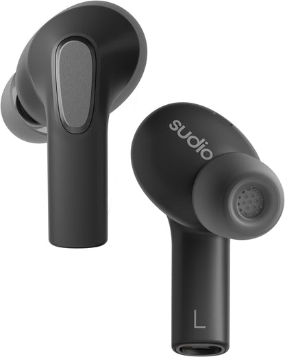 Sudio E3 Black, In-Ear, True Wireless, Splash Proof, IPX4, Bluetooth v5.3, USB-C, 6 Hours Playtime