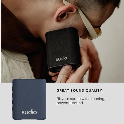 Sudio S2 Blue Bluetooth Speaker with Loud Sound and Deep Bass Long Playtime IPx5 Waterproof Bluetooth 5.3 TWS Pairing Portable Wireless Compact Speaker for Home, Outdoor